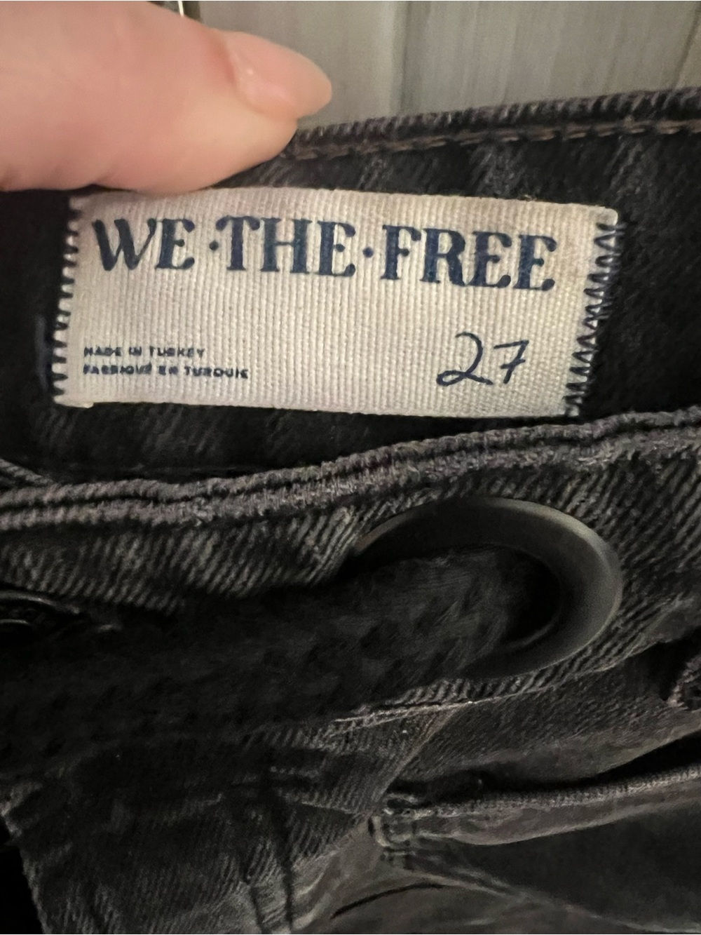 Free People We The Free Moxie Low Slung Jeans Wide Leg Barrel Leg Black Size 27 - Picture 6 of 6
